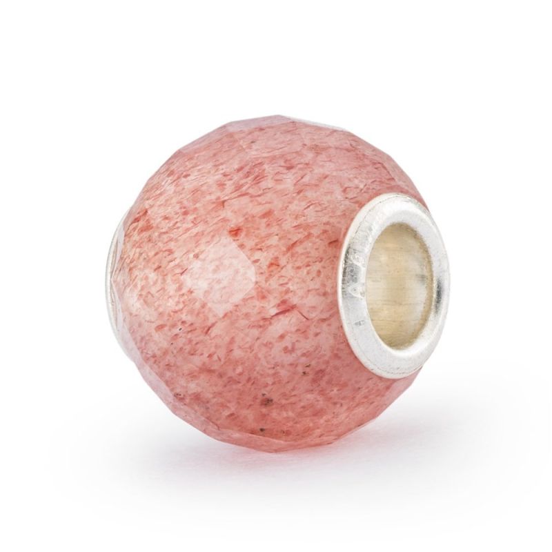 KORALIK Trollbeads, Round Strawberry Quartz Facet
