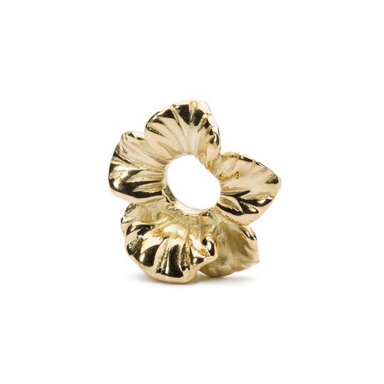 KORALIK  Trollbeads, Fantasy Hibiscus, Gold