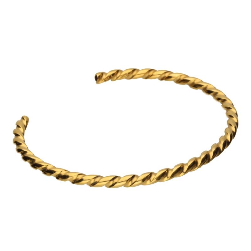 BRANSOLETA TrollbeadsTwisted GoldPlated Bangle XXS