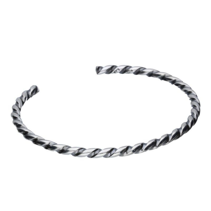 BRANSOLETA Trollbeads, Twisted Silver Bangle XS