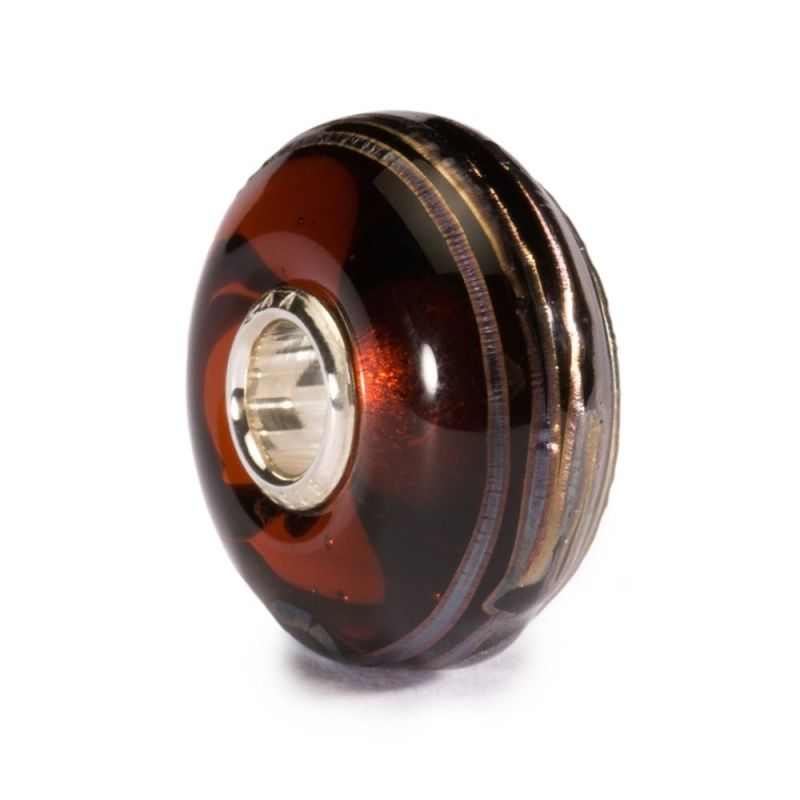 KORALIK Trollbeads, Golden Thread, Brown Bead