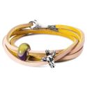 BRANSOLETA ZE SKÓRY Trollbeads,Yellow/Light pink45