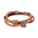 BRANSOLETA ZE SKÓRY Trollbeads, Orange/Navy, 45 cm