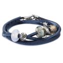 BRANSOLETA ZE SKÓRY Trollbeads, Blue/Silver, 36 cm