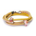 BRANSOLETA ZE SKÓRY Trollbeads,Yellow/Light pink36