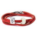 BRANSOLETA ZE SKÓRY Trollbeads, Red/Silver 36cm