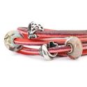 BRANSOLETA ZE SKÓRY Trollbeads, Red/Bordeaux, 41cm