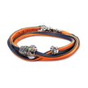 BRANSOLETA ZE SKÓRY Trollbeads, Orange/Navy, 45 cm