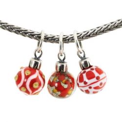 KORALIK  Trollbeads, Red Christmas Ornaments